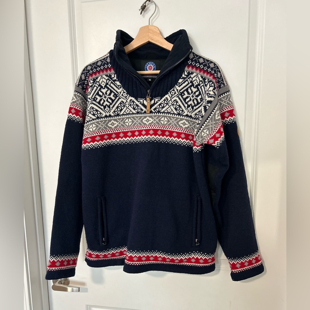 Blue Bergen Norwegian Lined Wool Sweater by Icewear